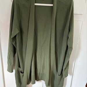 GAP Olive Open-Front Cardigan with Pockets